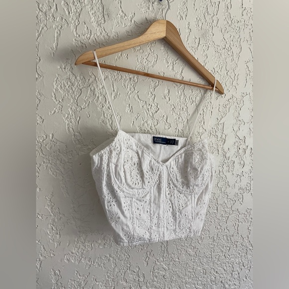 Polo Ralph Lauren® Eyelet Linen Bustier Corset Top - White - 8 - Picture 3 of 7